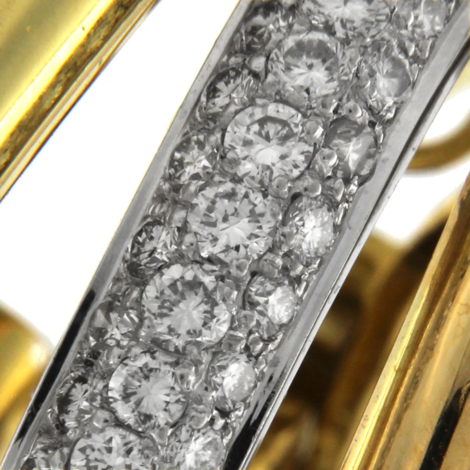 Taille brillant Boucles d'oreilles en or 18 carats 3 couleurs avec diamants en vente