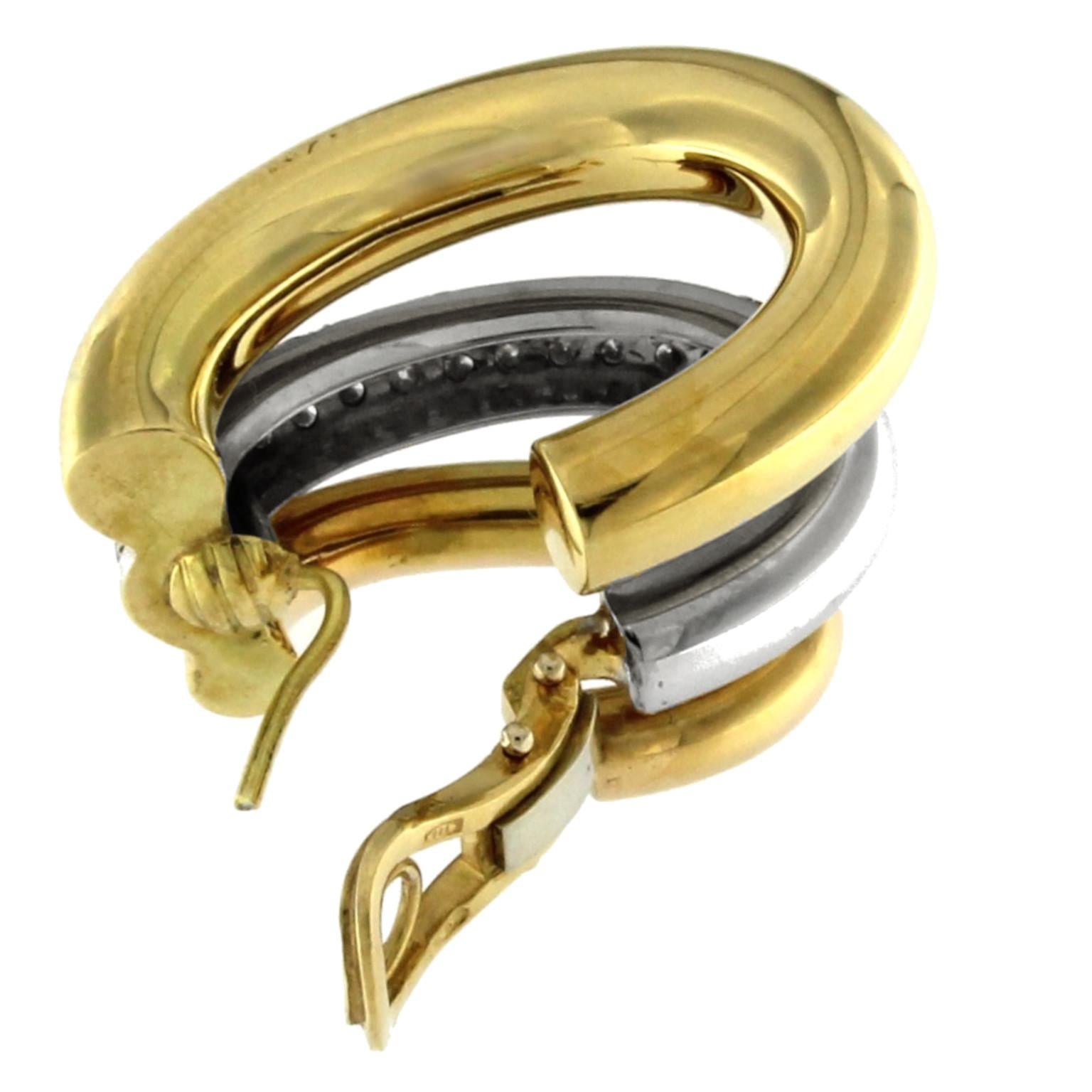 Boucles d'oreilles en or 18 carats 3 couleurs avec diamants Neuf - En vente à Milano, Lombardia