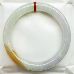 Certified Green, Lavender, Red Tri-Color Genuine Burmese Jadeite Jade Bangle #1