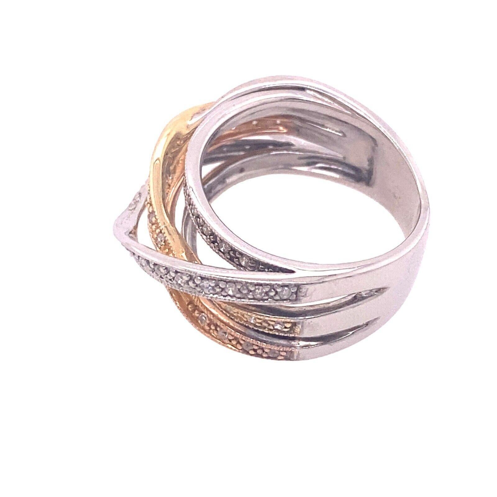 Round Cut 3-Colour Gold 14ct Dress Ring Set with 0.25ct Round Diamonds For Sale