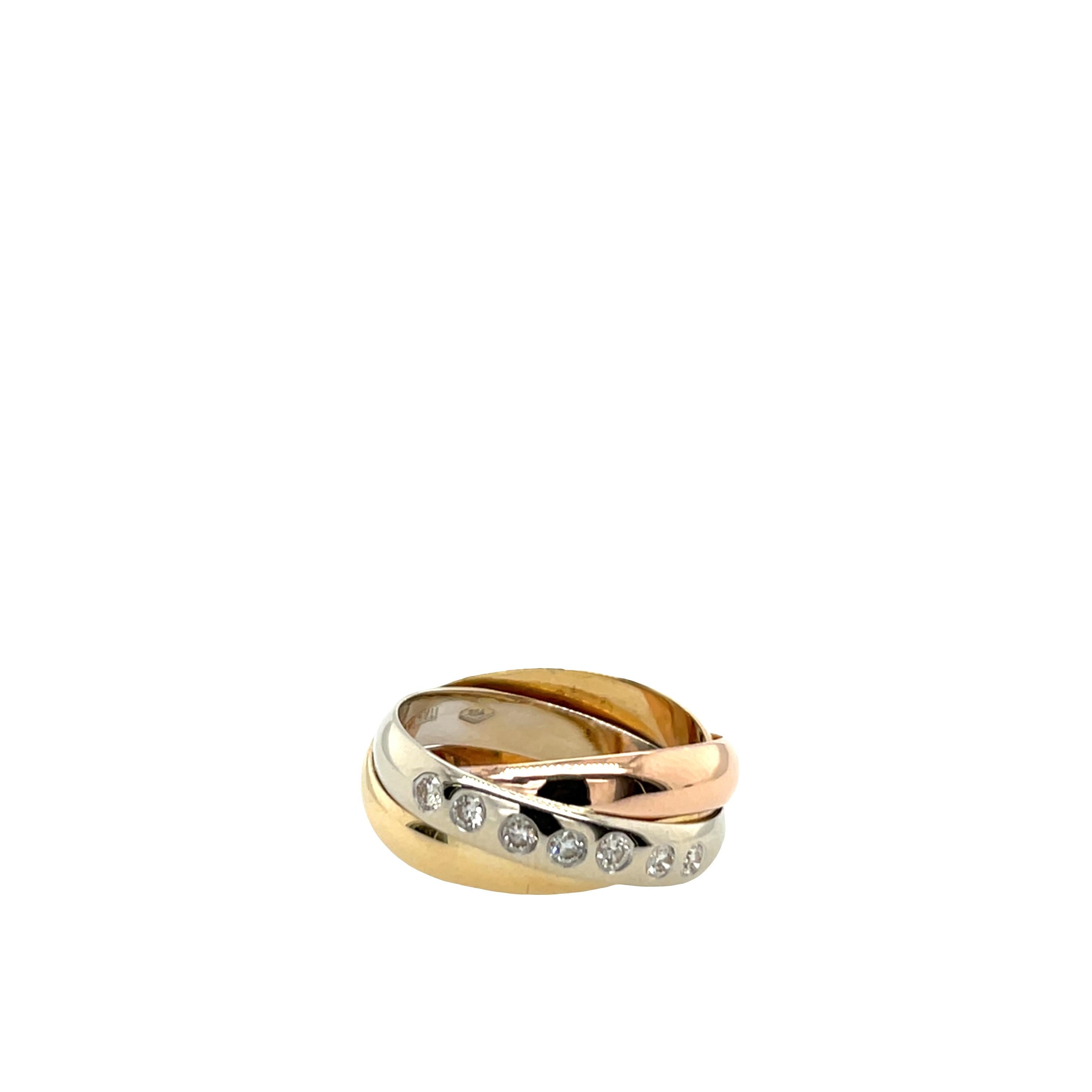 Women's or Men's 3 Colour Gold Wedding Ring, Set With 3 Bands, Set in 18ct Gold For Sale
