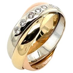 3 Colour Gold Wedding Ring, Set With 3 Bands, Set in 18ct Gold