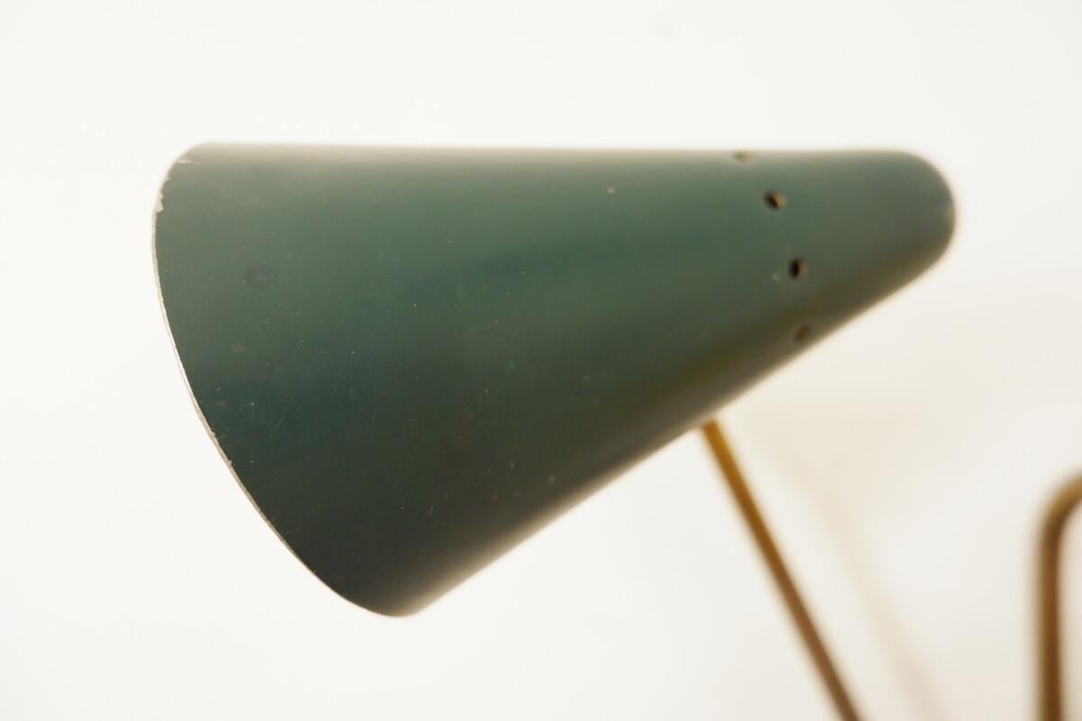 Metallo Lampada da parete francese a 3 coni, anni '50