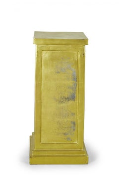 3 Contemporary Gold Painted Metal Square Pedestals