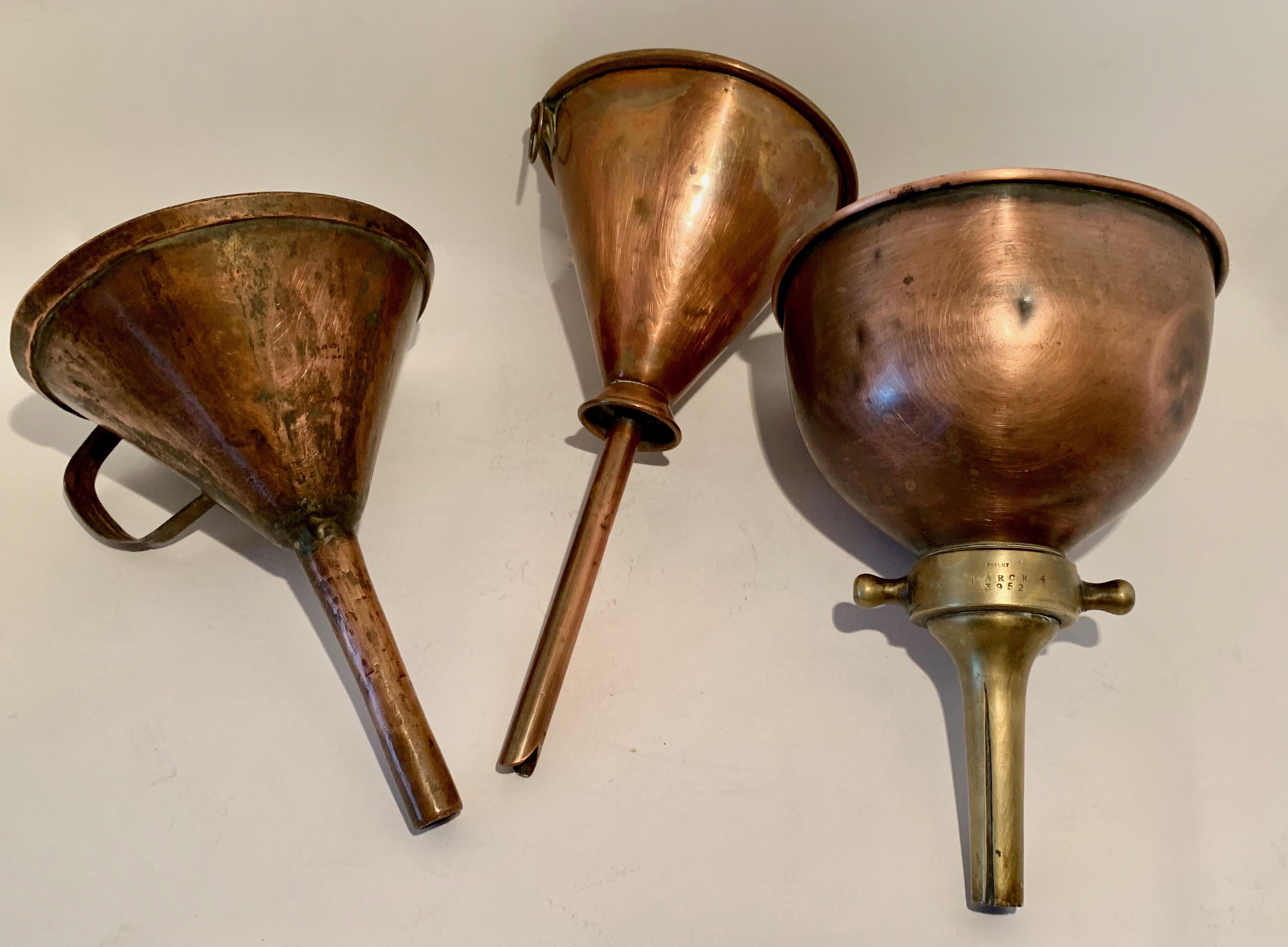 Set of Three Copper Moonshine Funnels For Sale 9