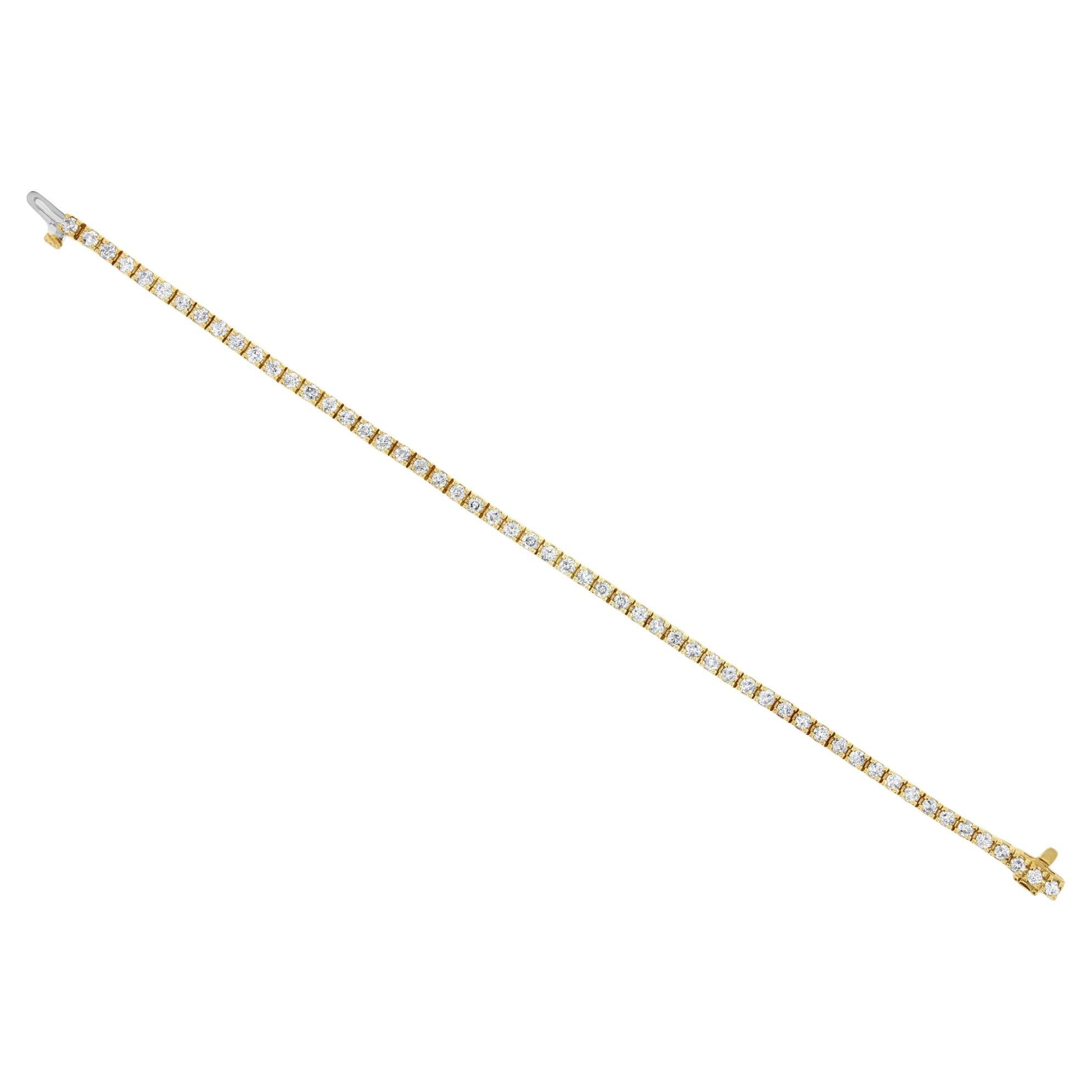 3 CT. Bracciale tennis con diamanti in oro giallo 14k