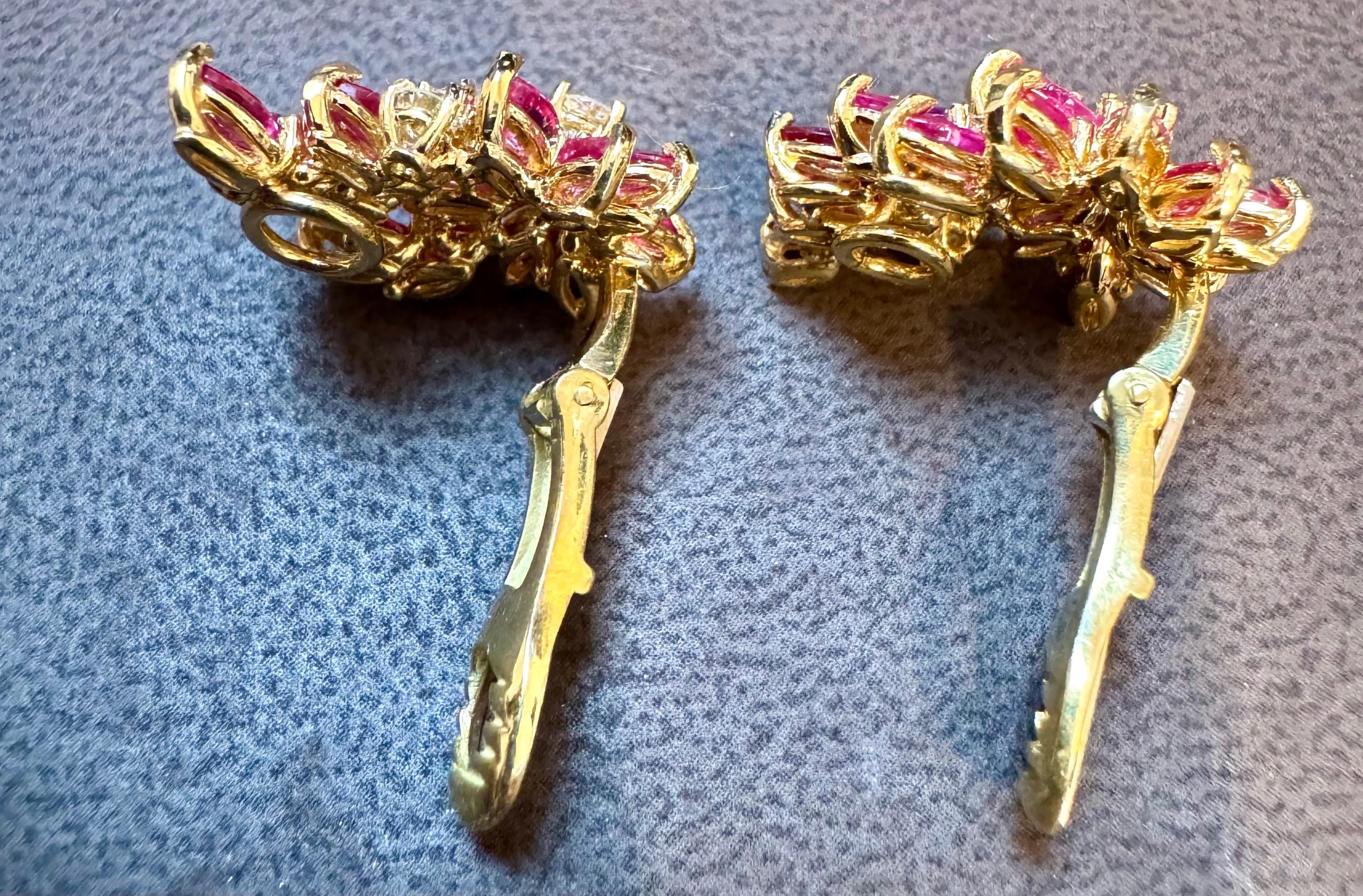3 Ct Nature  Boucle d'oreille à pince avec rubis marquis et 0,70 ct de diamant 18 KYG en vente 10