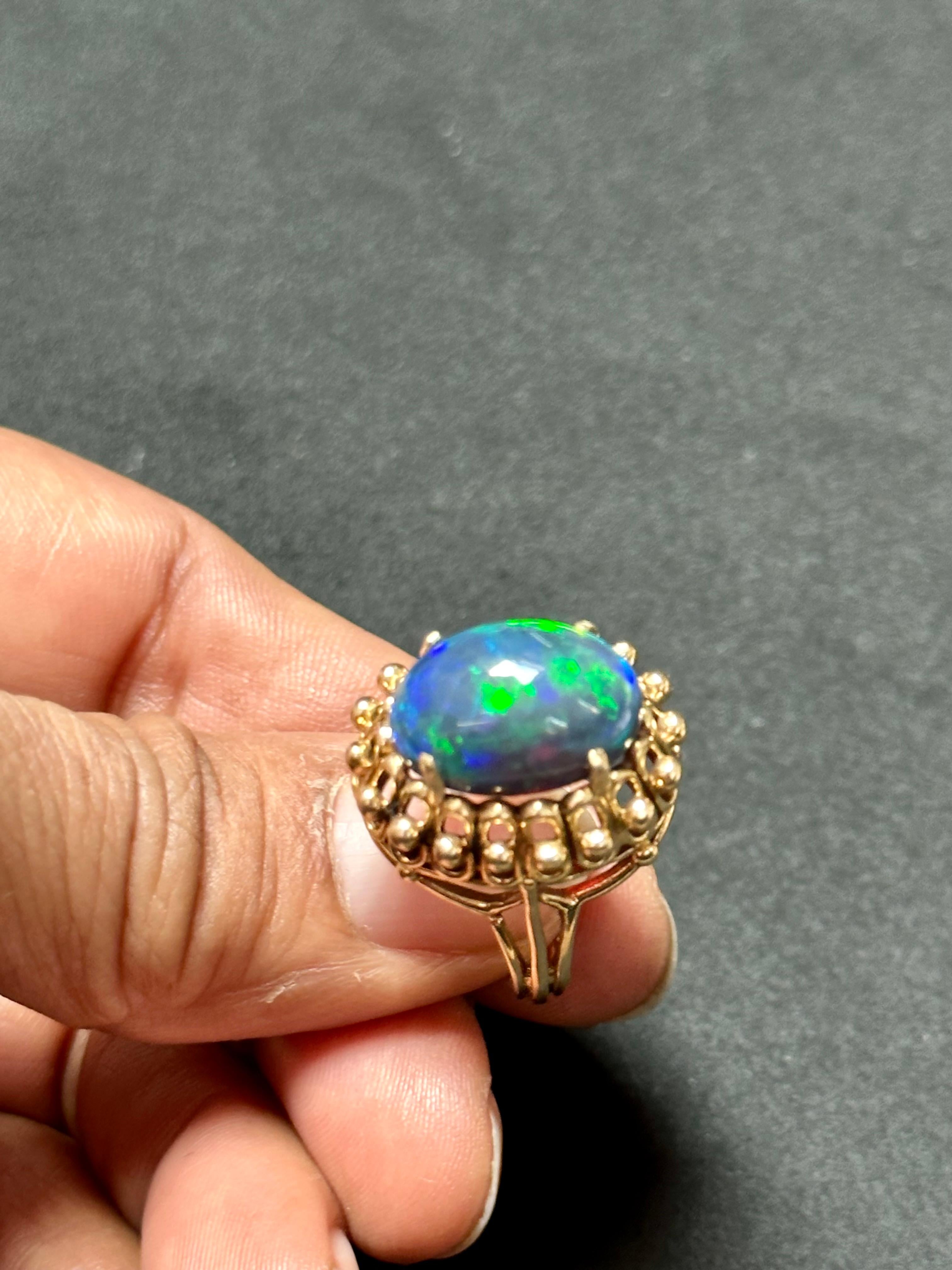 antique black opal ring