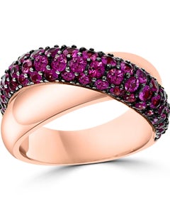 3 Carat Ruby 18 Karat Rose Gold Cross Over Ring 13 Grams Size 8