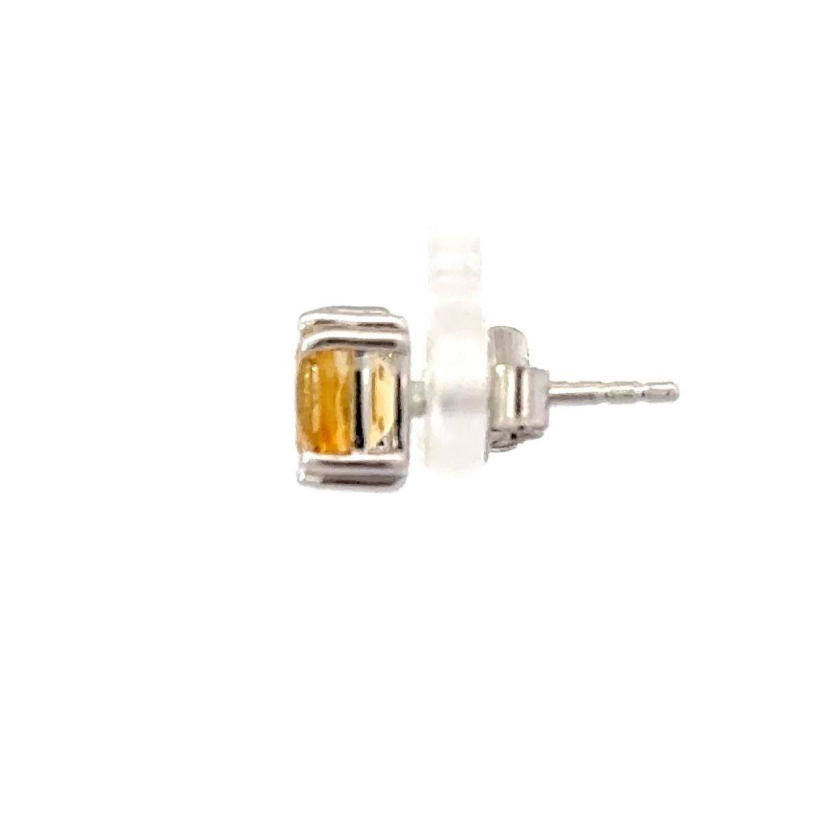 Art Deco Citrine Everyday 925 Silver Pushback Unisex Stud Earrings in 925 Solid Silver For Sale