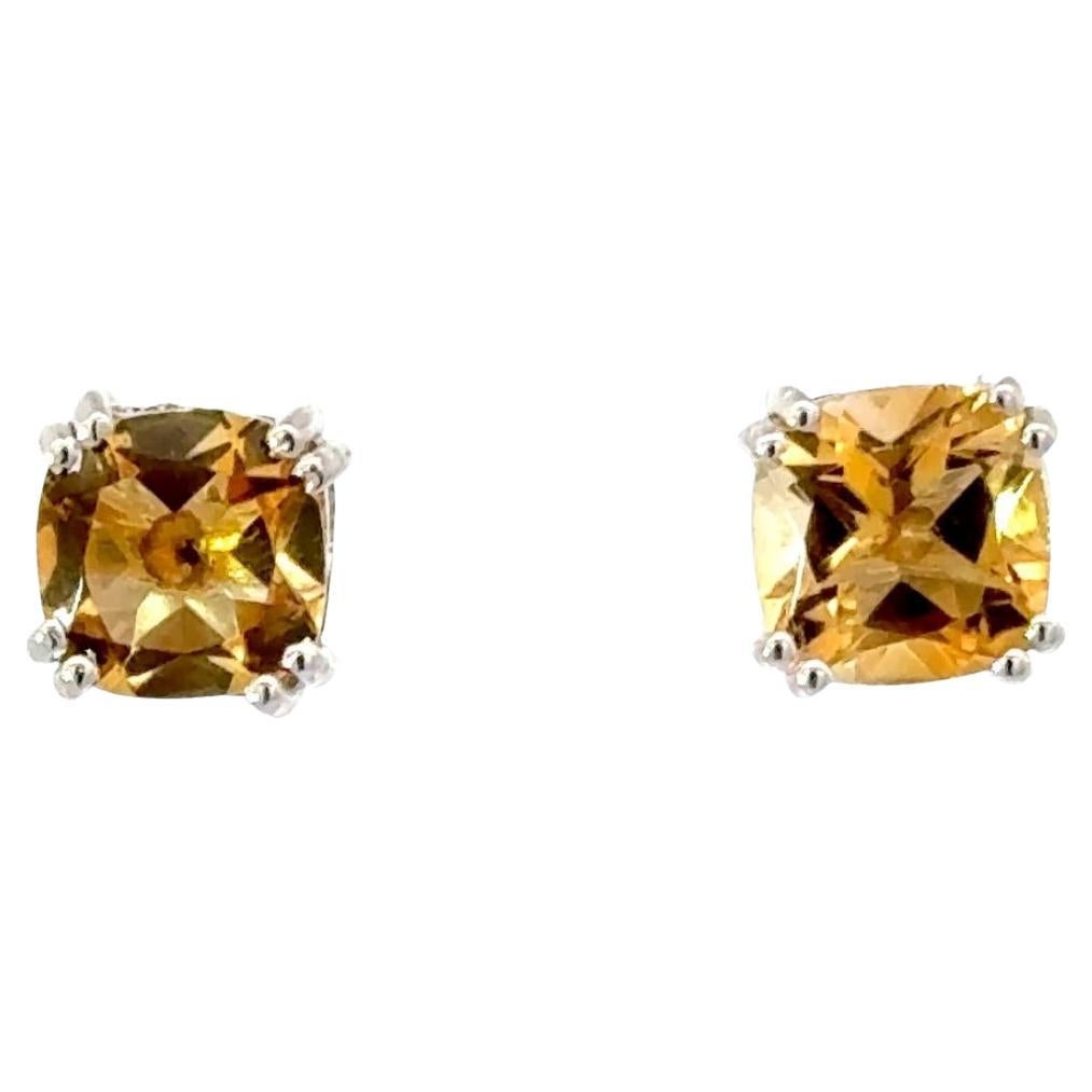 Citrine Everyday 925 Silver Pushback Unisex Stud Earrings in 925 Solid Silver For Sale