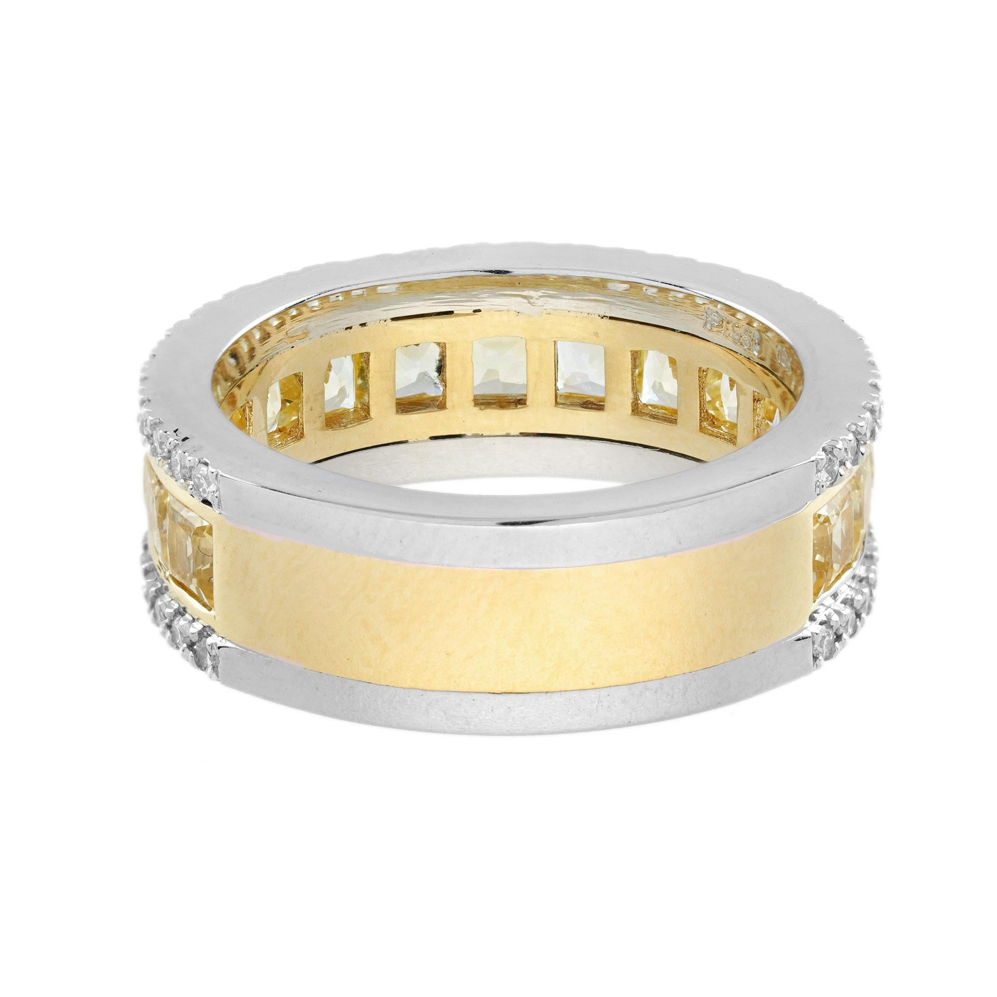 3 Ct. Yellow Sapphire and Diamond Classic Half Eternity Band Ring in 18K Gold In New Condition For Sale In Bangkok, TH