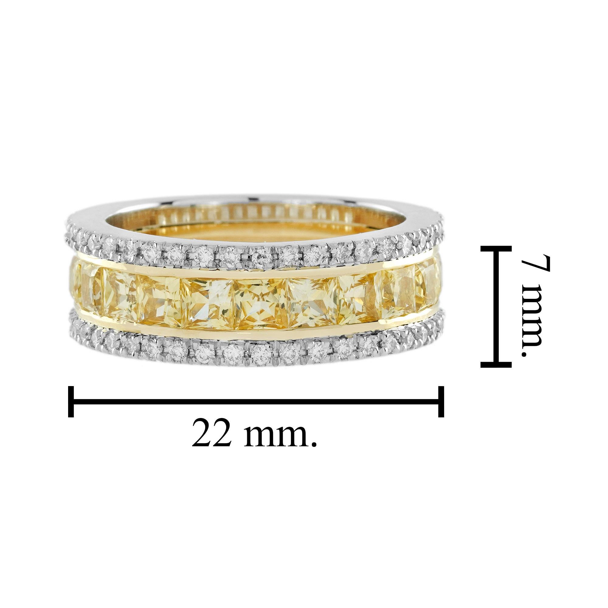 3 Ct. Yellow Sapphire and Diamond Classic Half Eternity Band Ring in 18K Gold For Sale 1