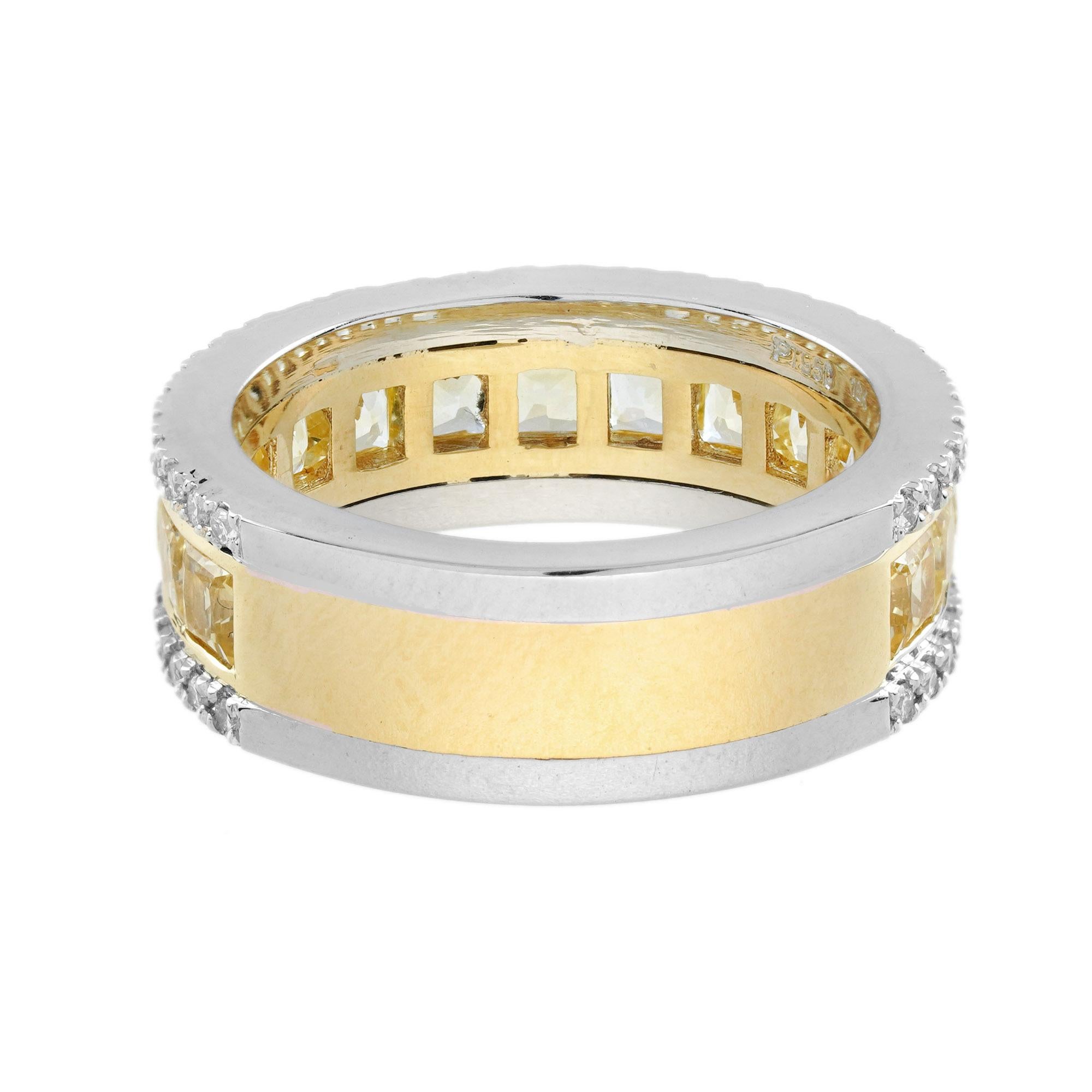Yellow Sapphire and Diamond Classic Half Eternity Band Ring in 18K Gold For Sale 1