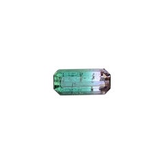 3 Cts Bicolor Pink & Green Tourmaline Emerald Cut Gemstone for Ring Jewellery