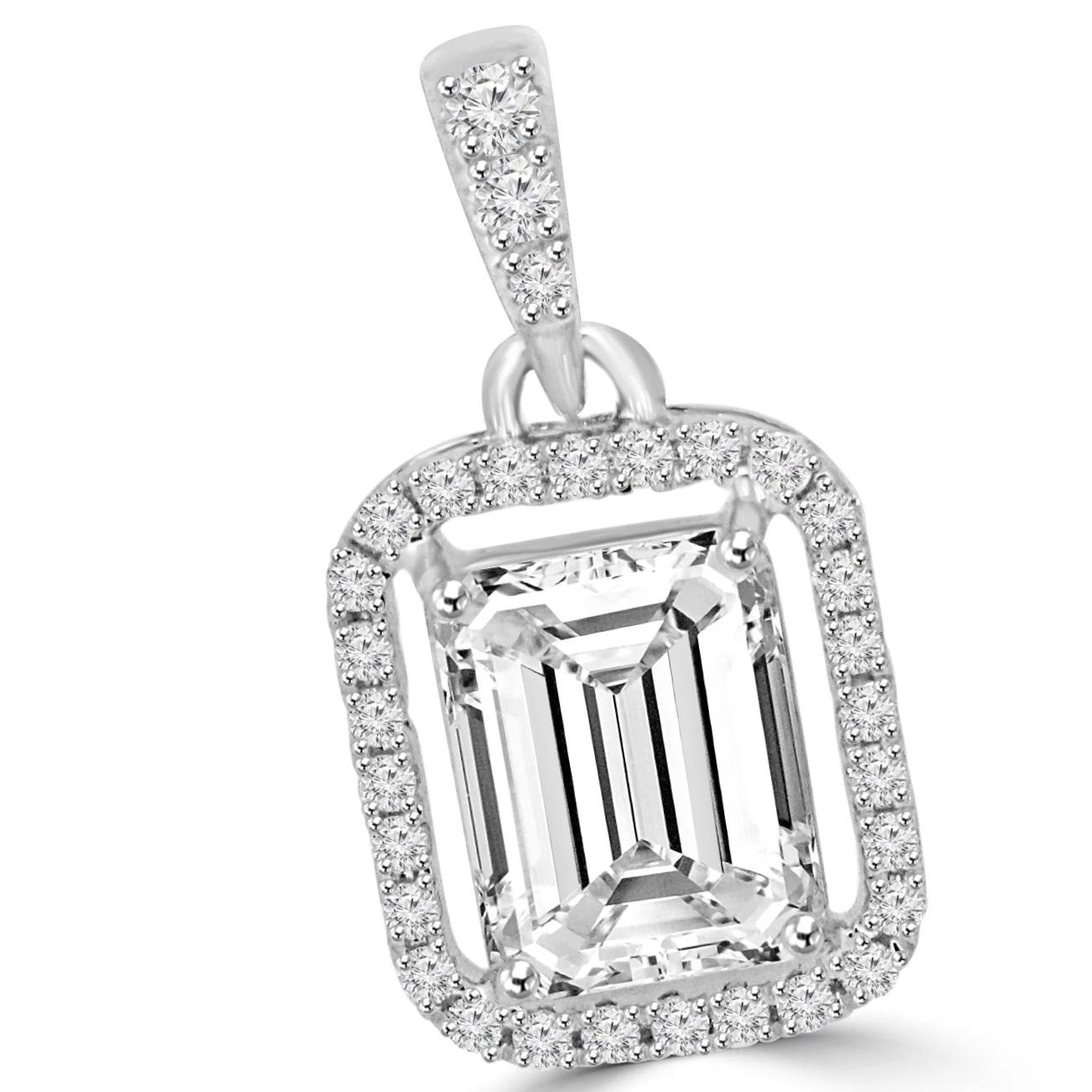 Women's or Men's 3 cts emerald cut Moissanite pendant 925 sterling Silver  Wedding Gift