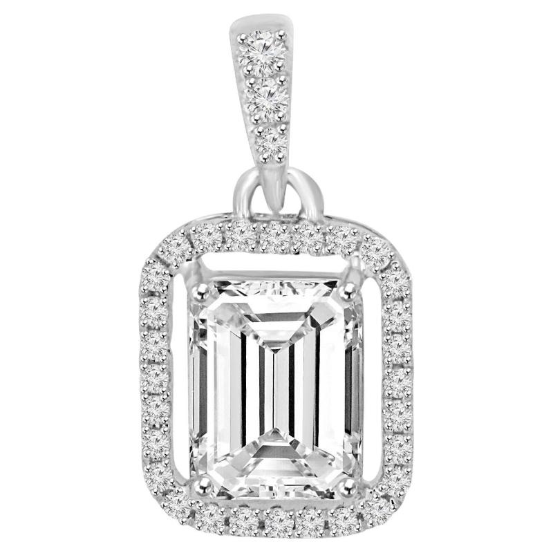 3 cts emerald cut Moissanite pendant 925 sterling Silver Wedding Gift For Sale