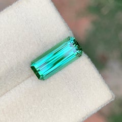 3 Cts Emerald Cut Teal Mint Green Tourmaline Gemstone for Jewelry 13 mm