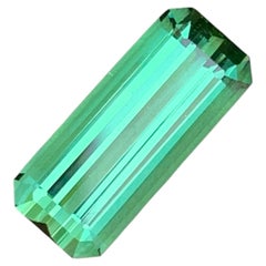 3 Cts Emerald Cut Teal Mint Green Tourmaline Gemstone for Jewelry 13 mm