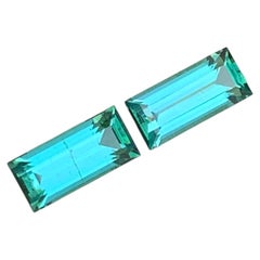 3 Cts Lagoon Green Tourmaline Pair Gemstone Baguette Cut for Jewellery 10 mm