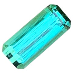 3 Cts Natural Mint Green Emerald Cut Tourmaline Gemstone for Jewellery 13 mm