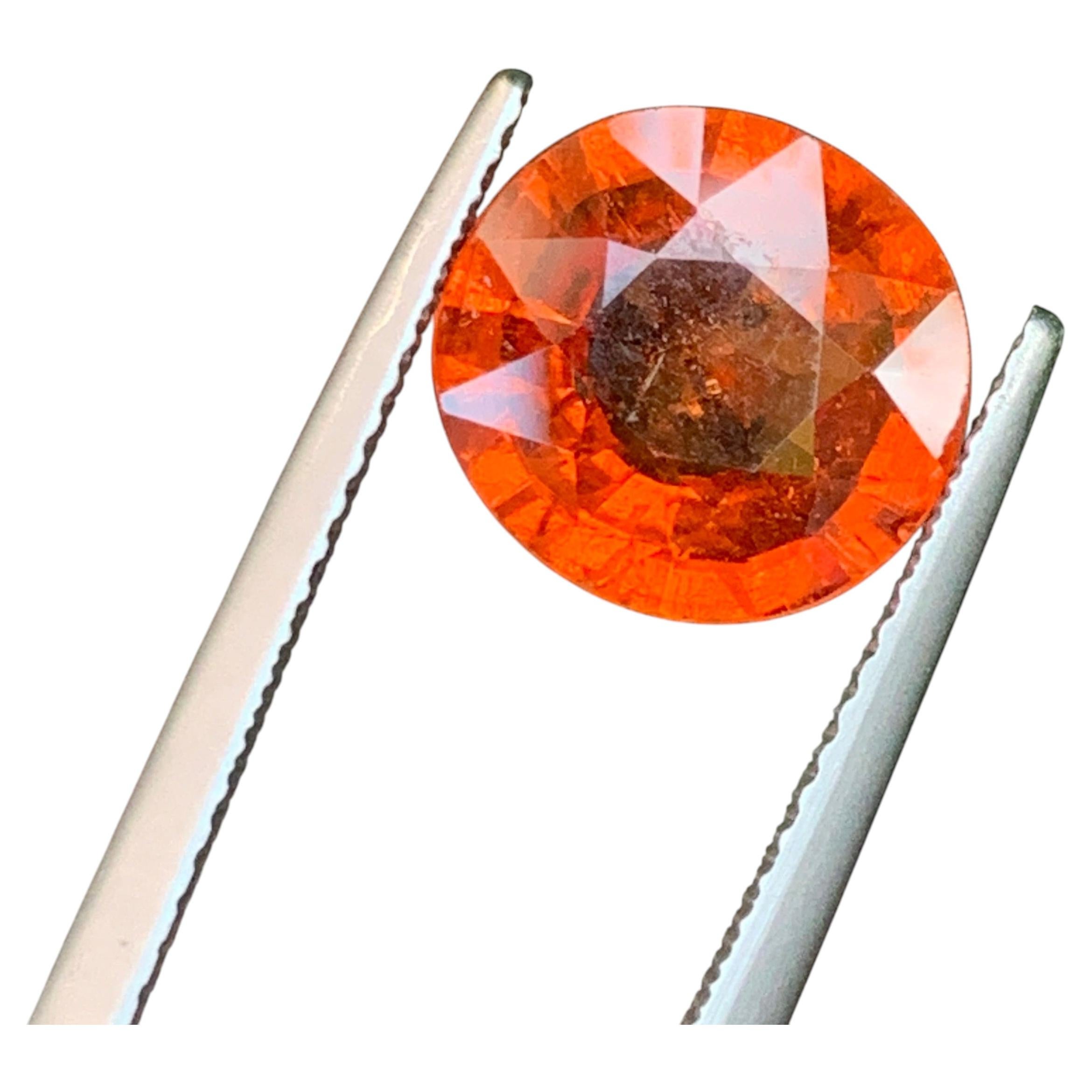 3 carati, forma rotonda, colore mandarino-fanta, granato spessartite, pietra preziosa per gioielli