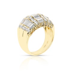 3 Ctw. Diamond Baguette and Round Diamond Bombe Cocktail Ring