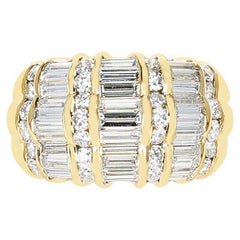 3 Ctw. Diamond Baguette and Round Diamond Bombe Cocktail Ring