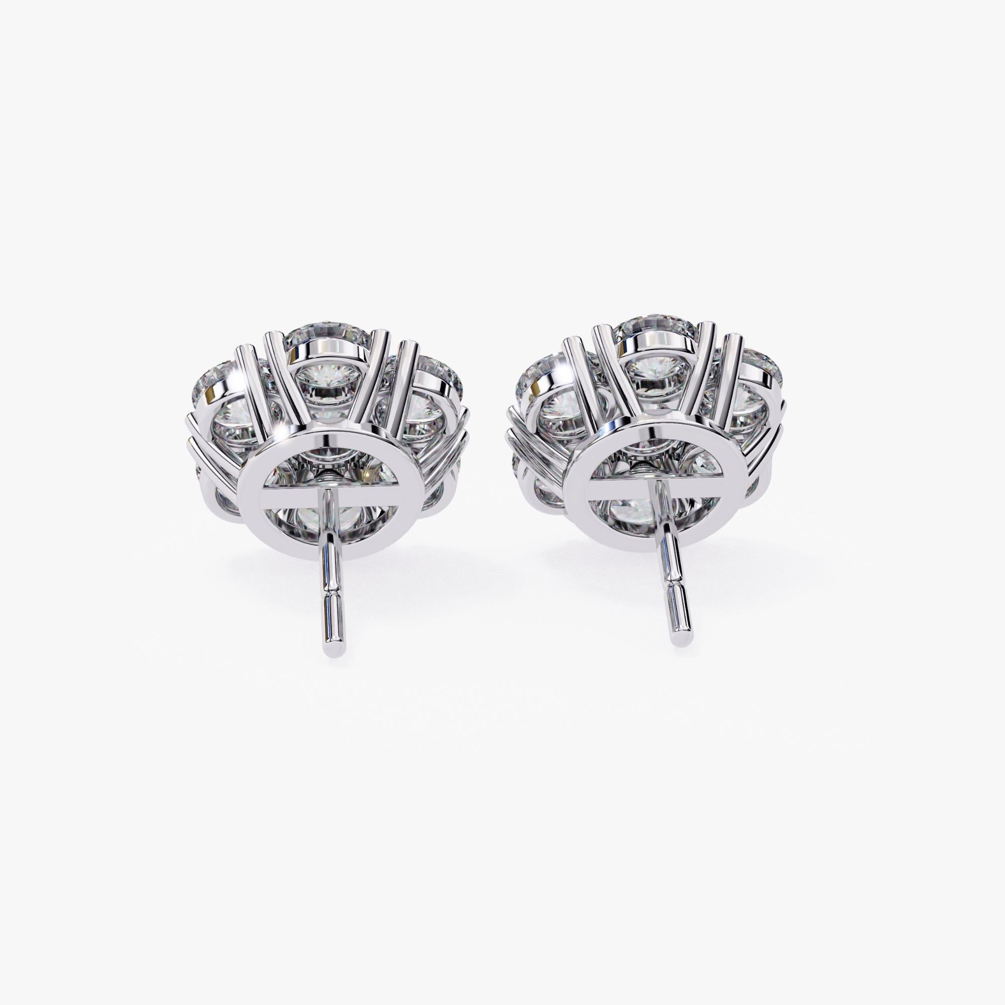 Contemporary 3 Ctw Diamond Studs, 14K Solid White Gold, Round Diamond, Pushback, Everyday For Sale