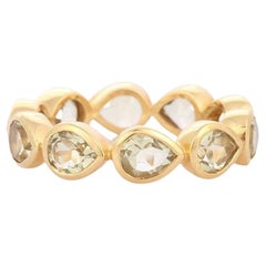 3 CTW Lemon Topaz Eternity Band Ring in 18k Solid Yellow Gold