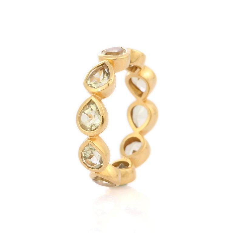 For Sale:  3 CTW Lemon Topaz Eternity Band Ring in 18k Solid Yellow Gold 4