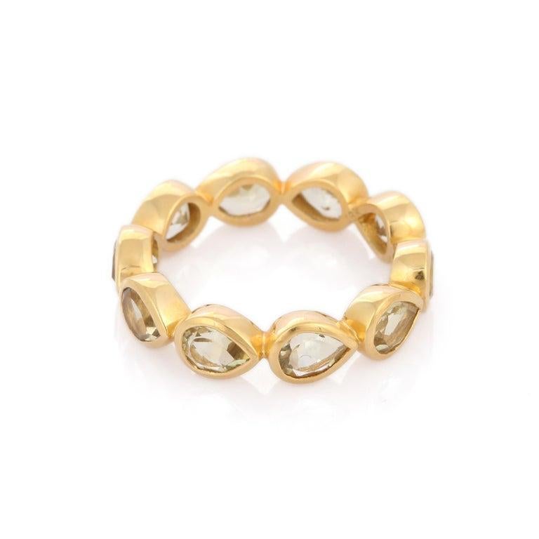 For Sale:  3 CTW Lemon Topaz Eternity Band Ring in 18k Solid Yellow Gold 7