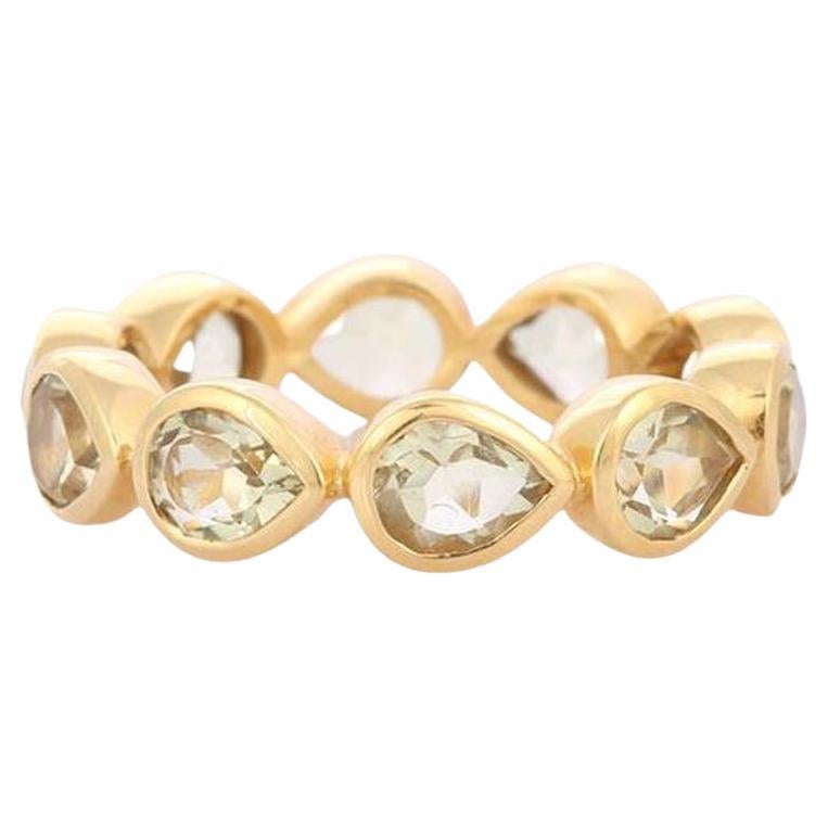 3 CTW Zitrone Topas Eternity Band Ring in 18k massivem Gelbgold