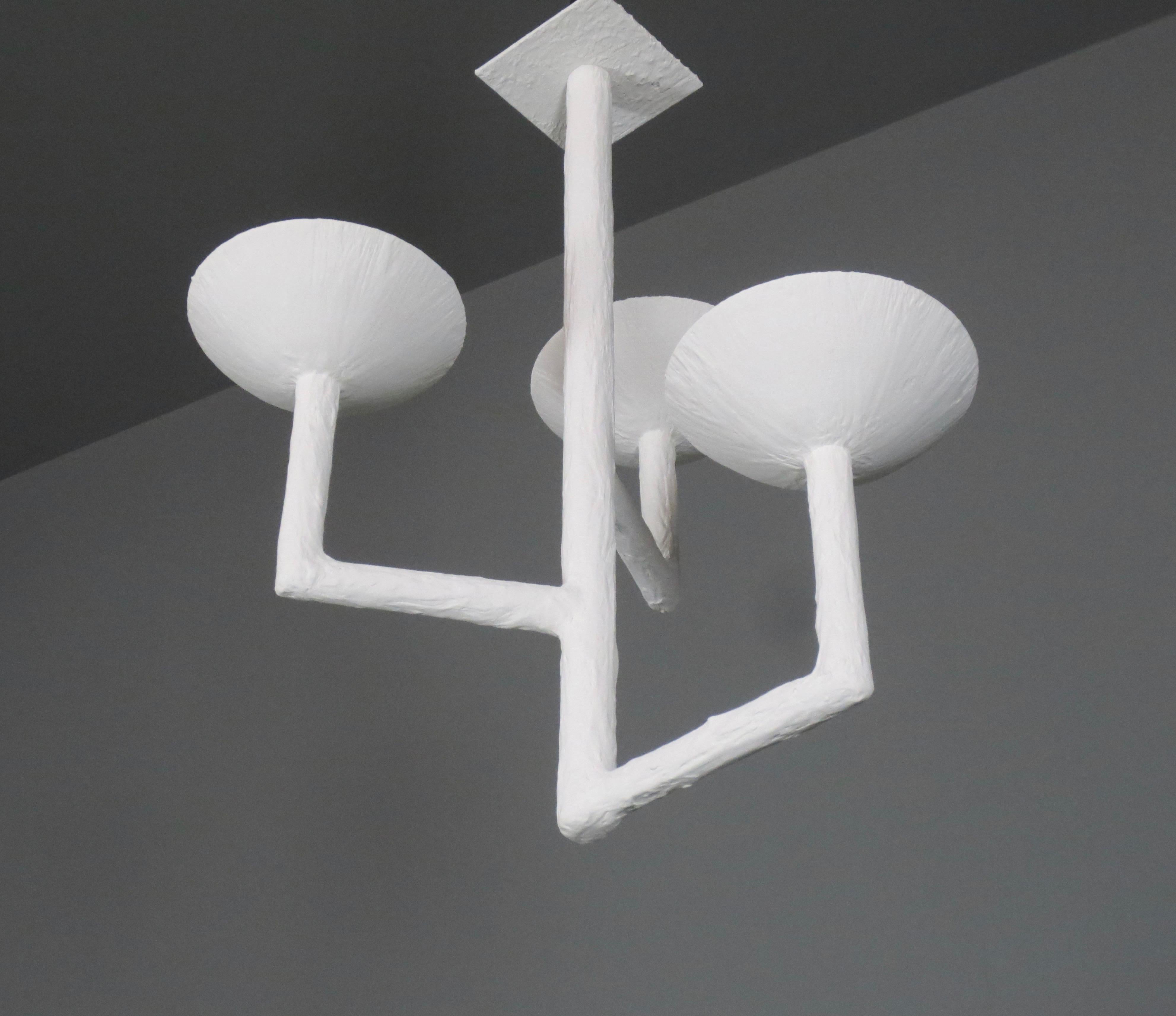 Contemporary 3 Cup Plaster Chandelier For Sale