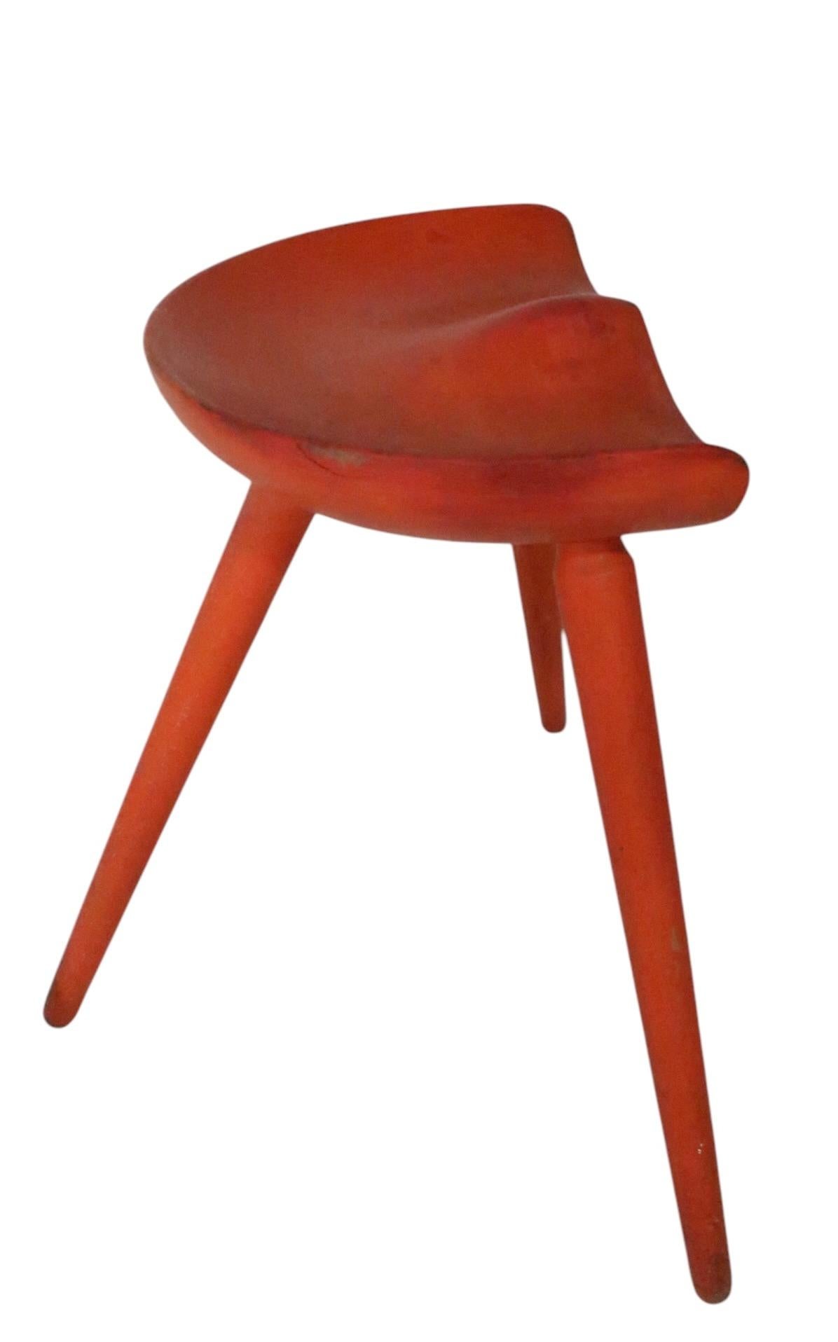 3 Danish Mid Century  Modern Stools attributed to Arne Hovmand Olsen For Sale 4
