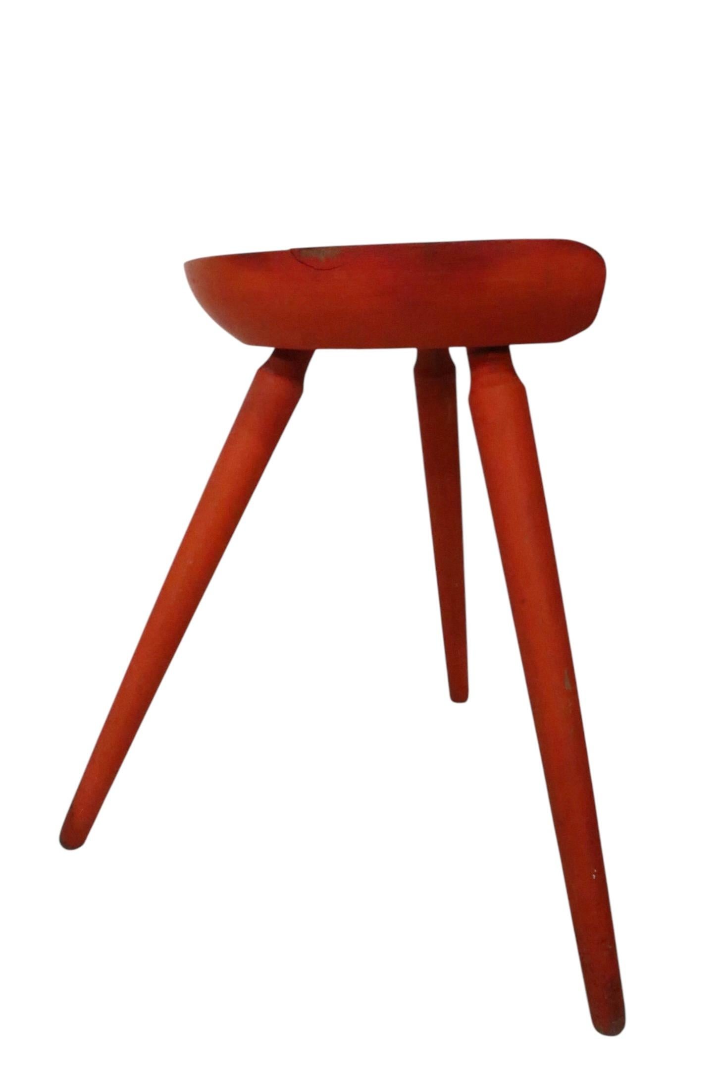 3 Danish Mid Century  Modern Stools attributed to Arne Hovmand Olsen For Sale 7