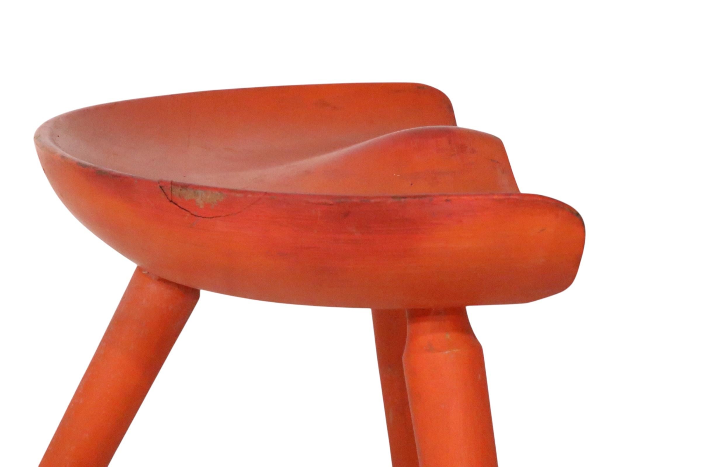 3 Danish Mid Century  Modern Stools attributed to Arne Hovmand Olsen For Sale 8