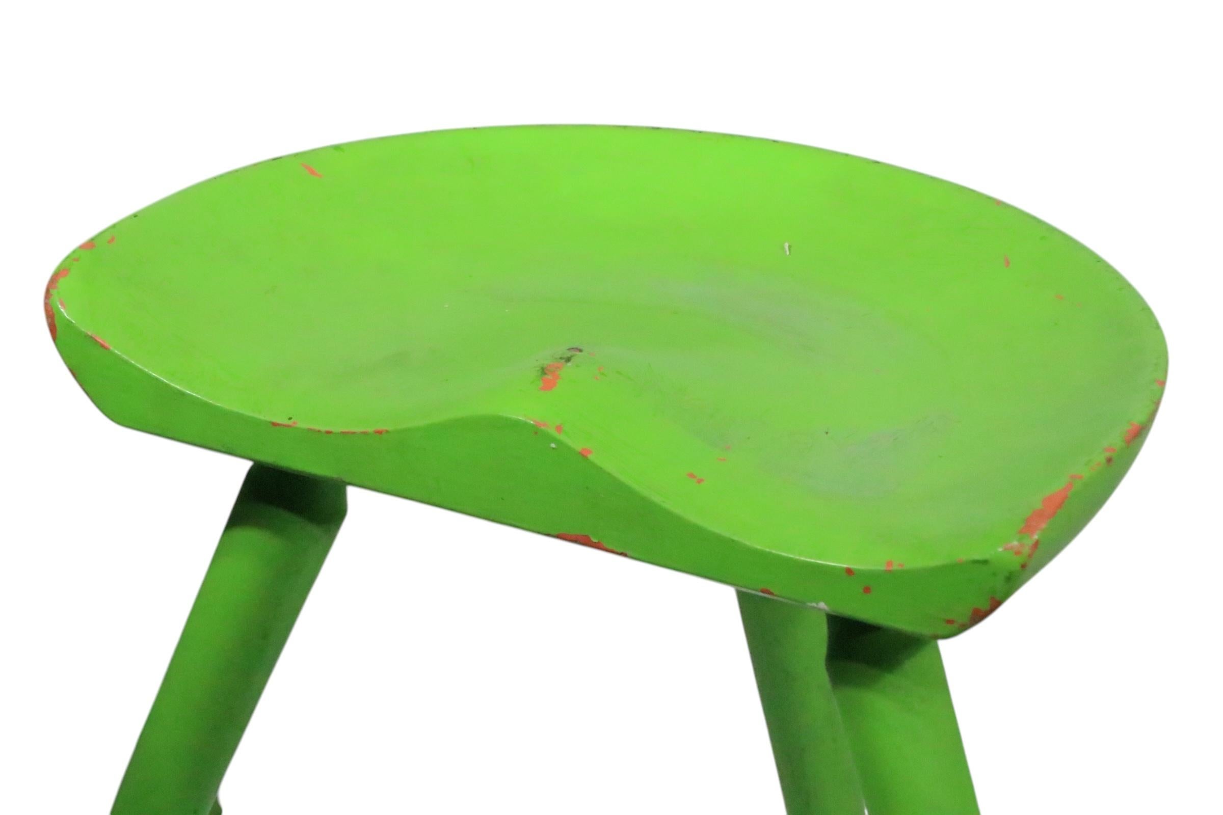 3 Danish Mid Century  Modern Stools attributed to Arne Hovmand Olsen For Sale 10