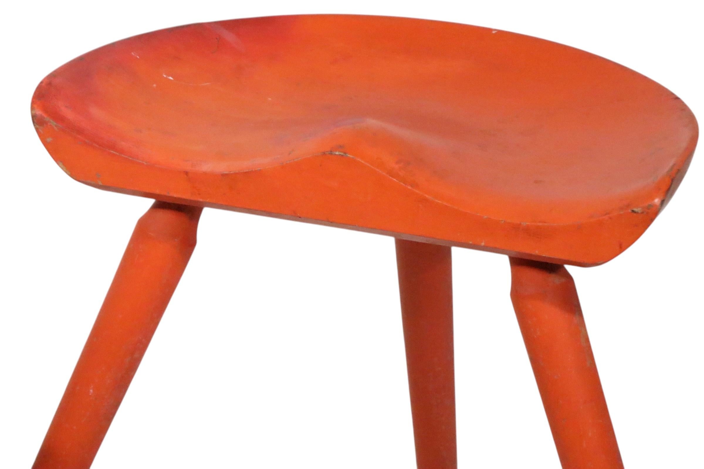 3 Danish Mid Century  Modern Stools attributed to Arne Hovmand Olsen For Sale 11