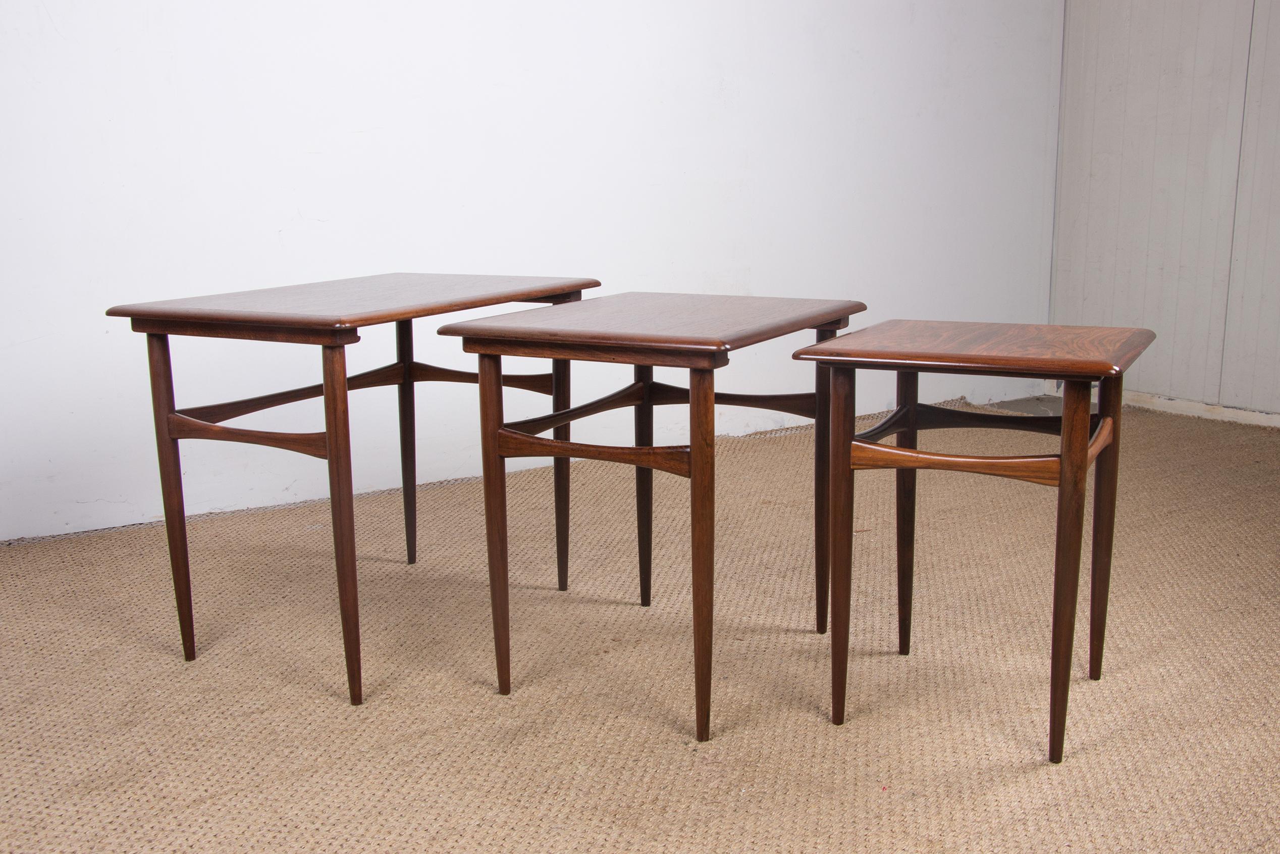 3 Danish Nesting Tables in Rio Rosewood by Kai Kristiansen, 1960 5
