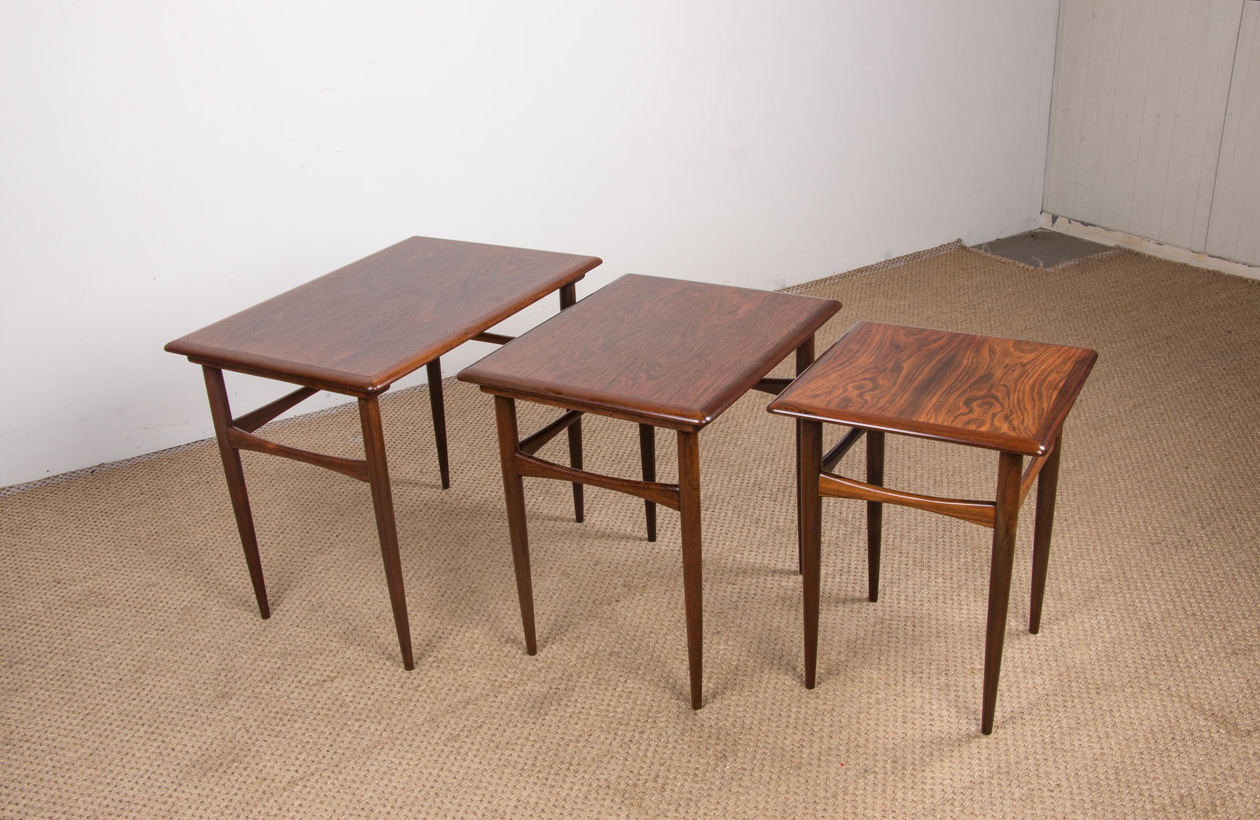 3 Danish Nesting Tables in Rio Rosewood by Kai Kristiansen, 1960 6