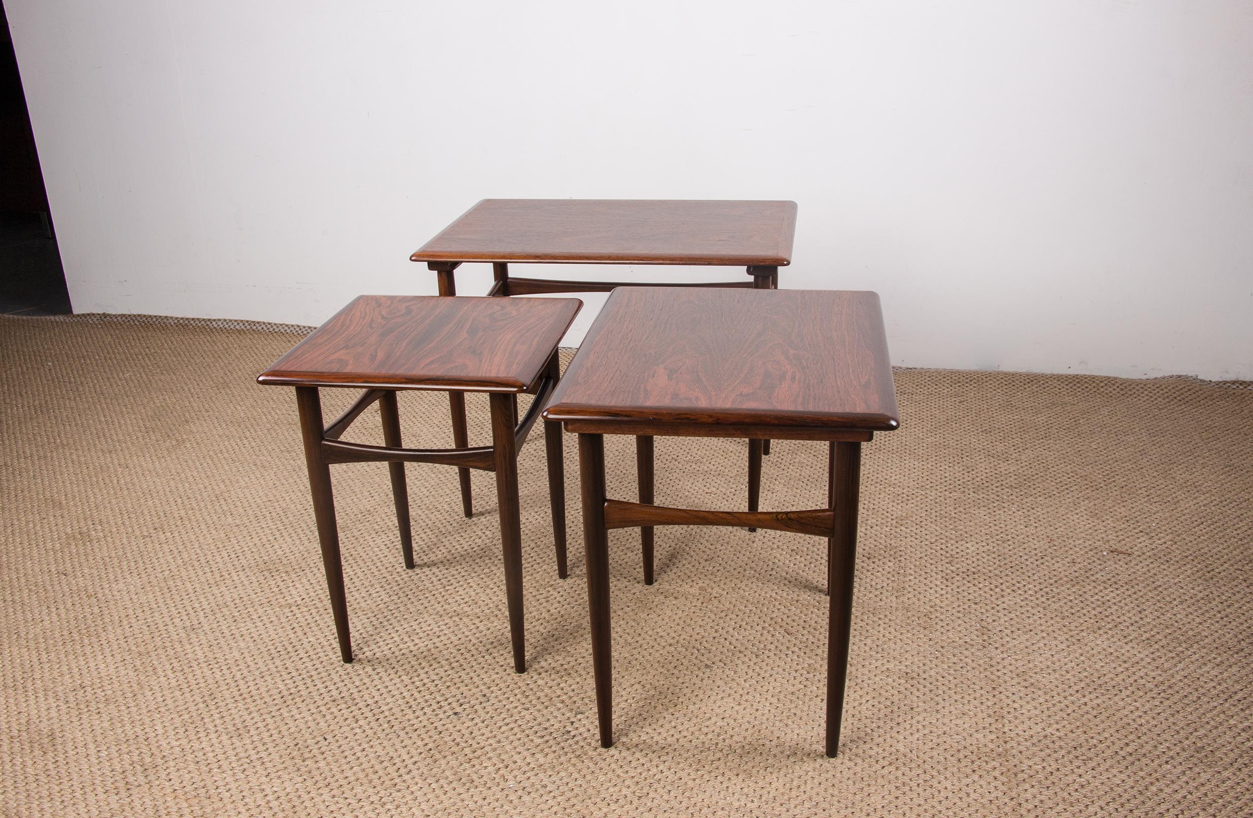 3 Danish Nesting Tables in Rio Rosewood by Kai Kristiansen, 1960 11