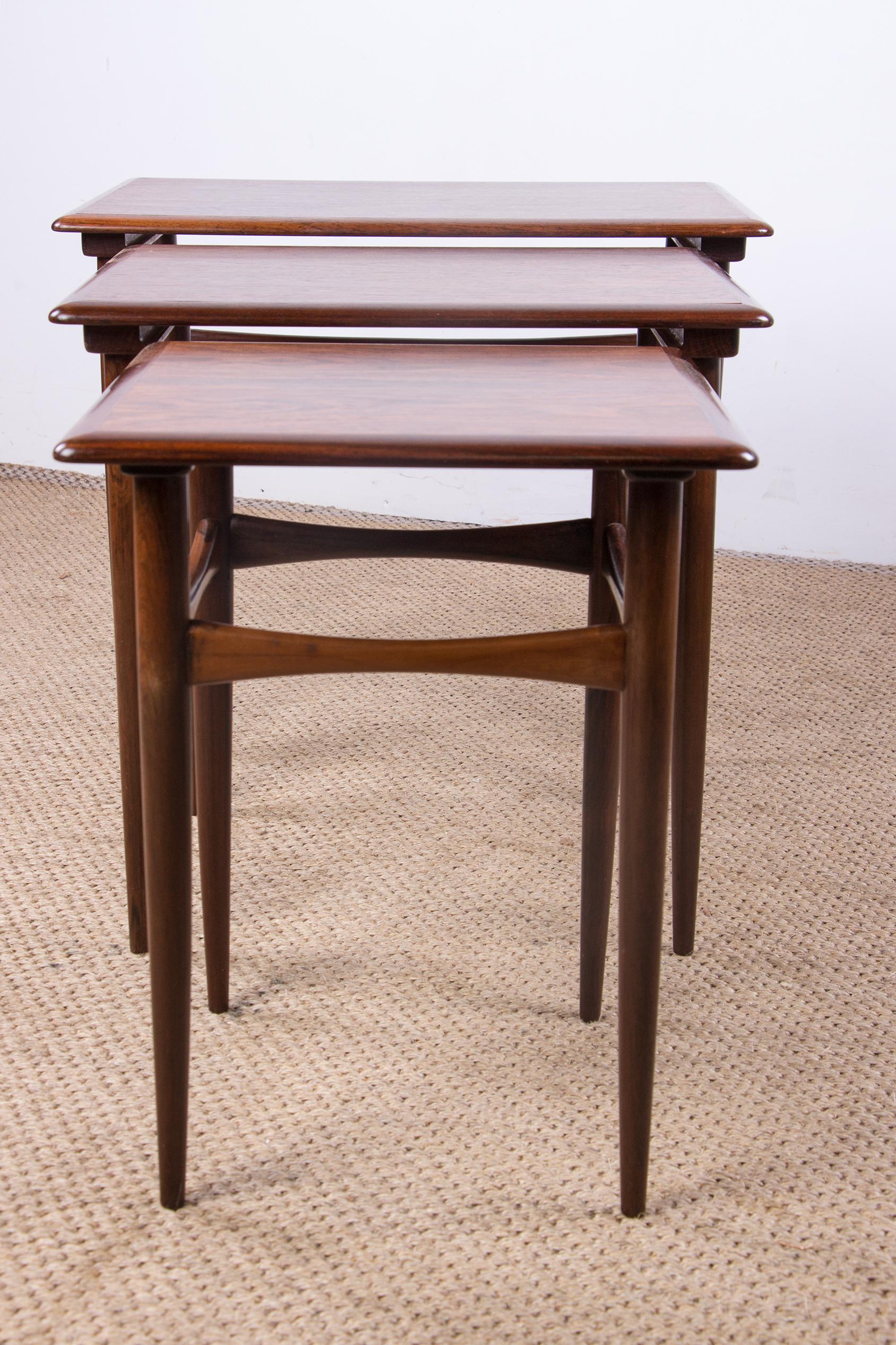 3 Danish Nesting Tables in Rio Rosewood by Kai Kristiansen, 1960 12