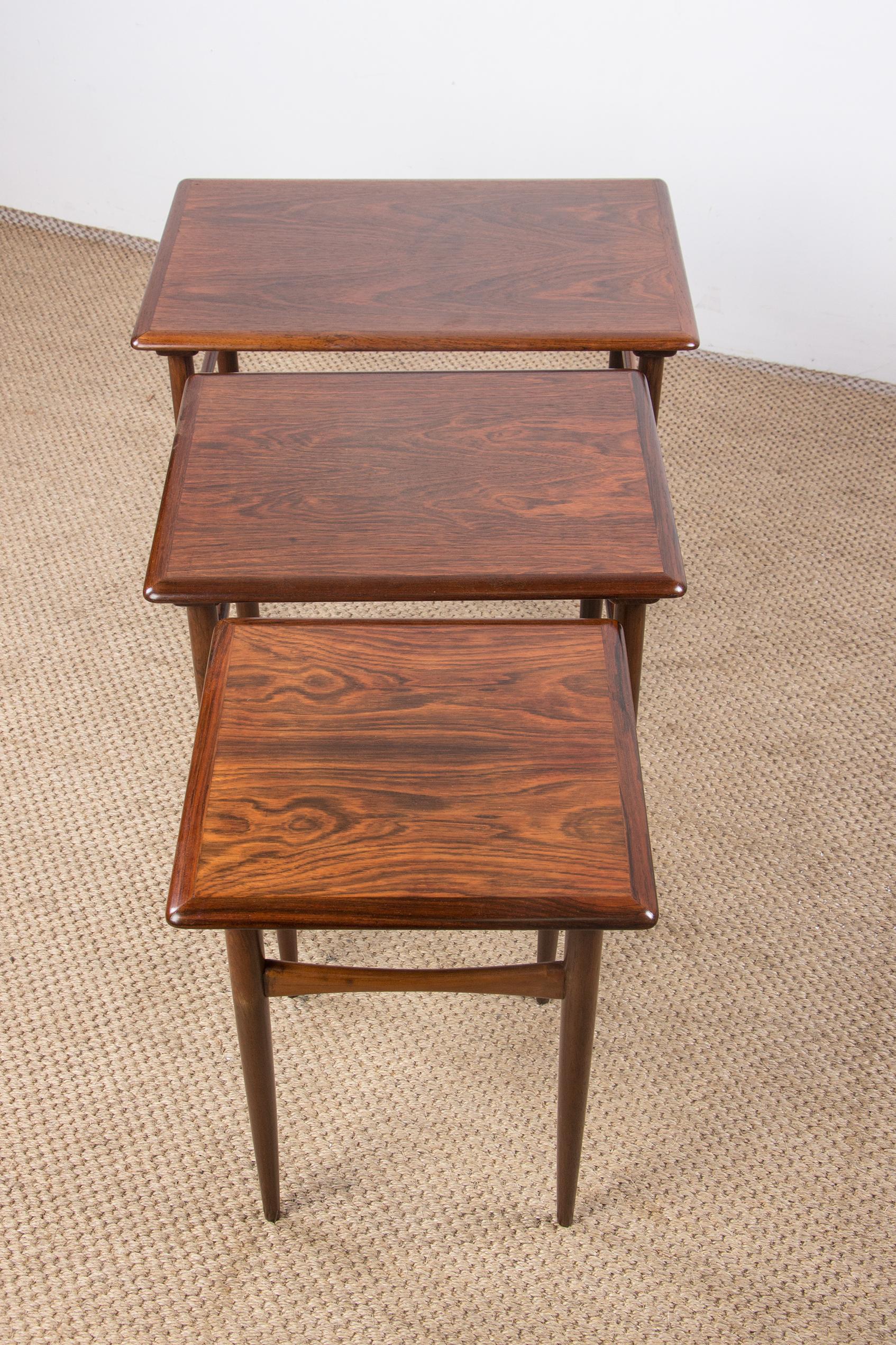 3 Danish Nesting Tables in Rio Rosewood by Kai Kristiansen, 1960 13