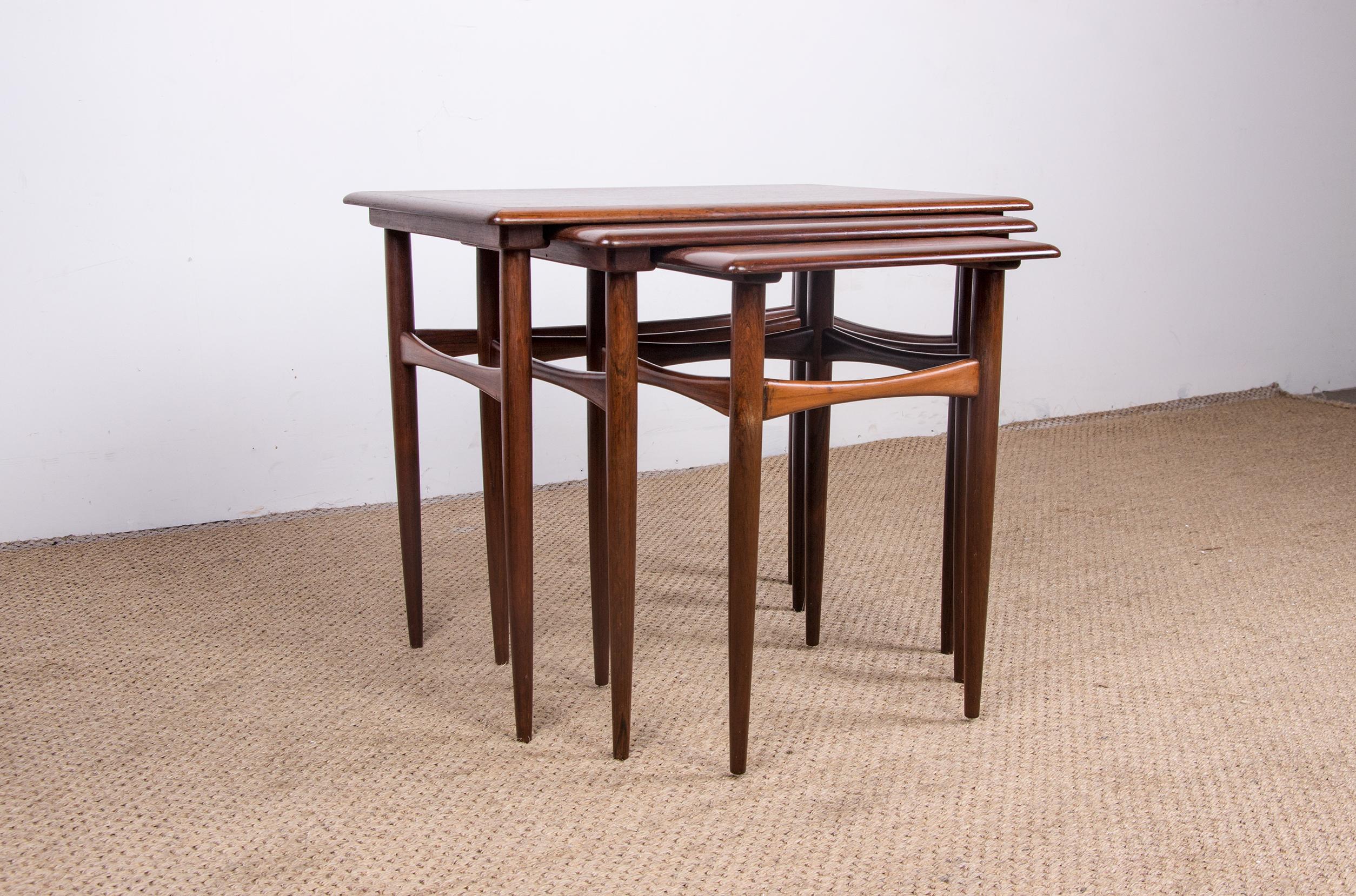 3 Danish Nesting Tables in Rio Rosewood by Kai Kristiansen, 1960 2