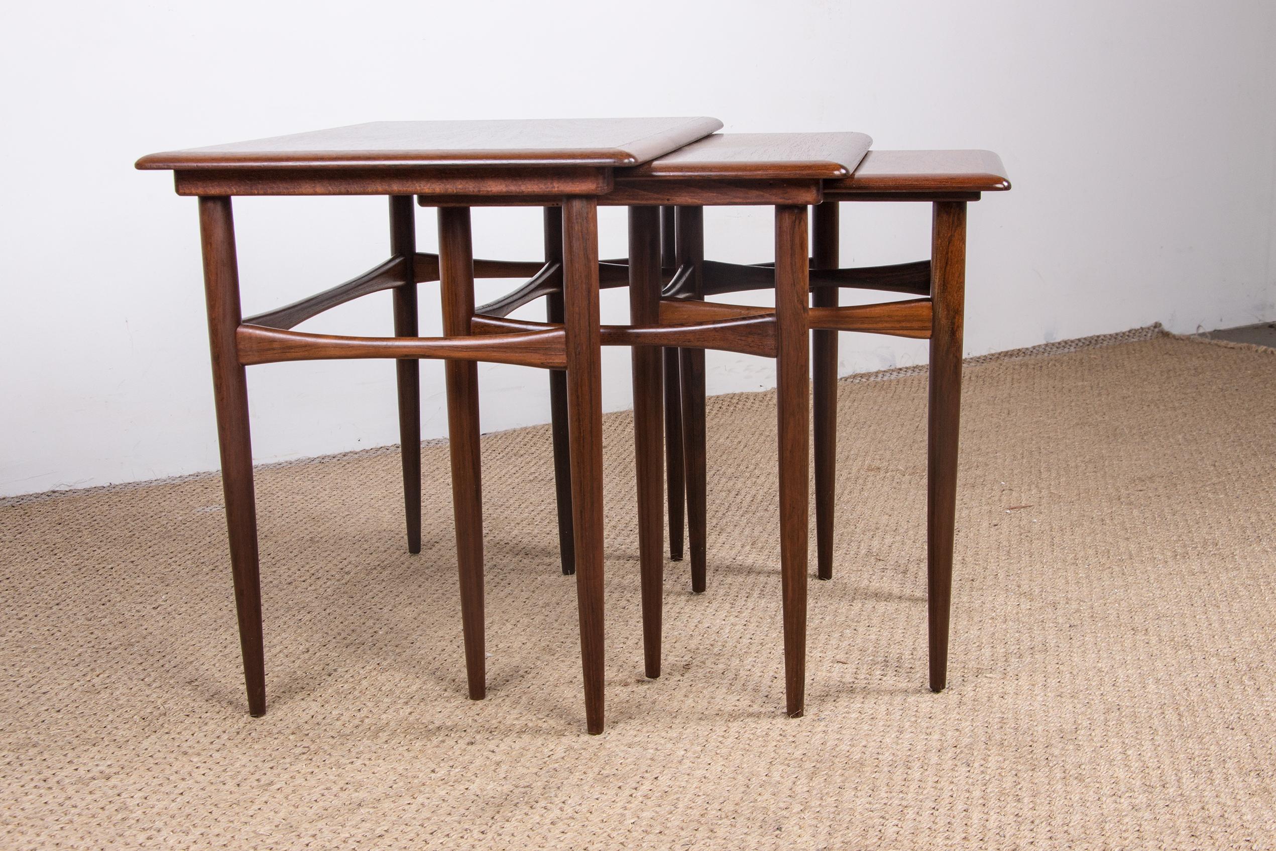 3 Danish Nesting Tables in Rio Rosewood by Kai Kristiansen, 1960 4