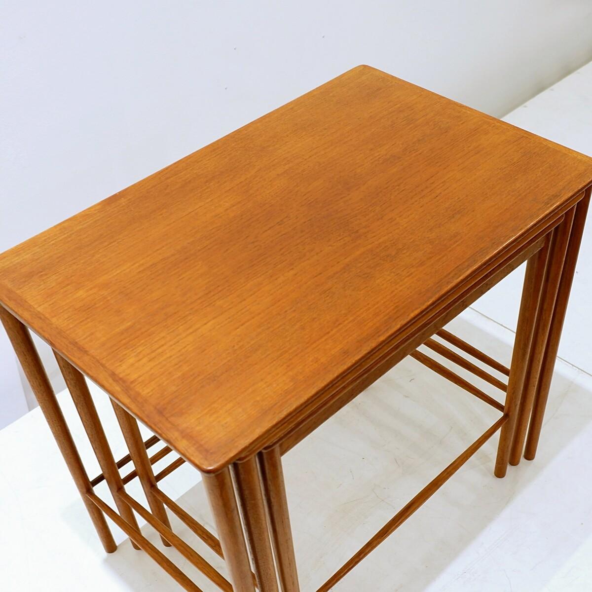 20th Century 3 Danish Nesting Wooden Tables For Sale