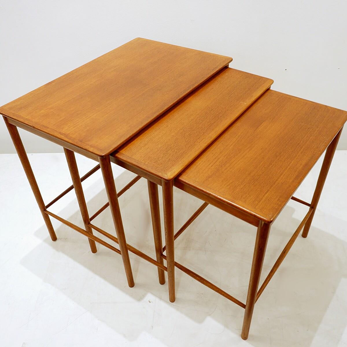 3 Danish Nesting Wooden Tables For Sale 1