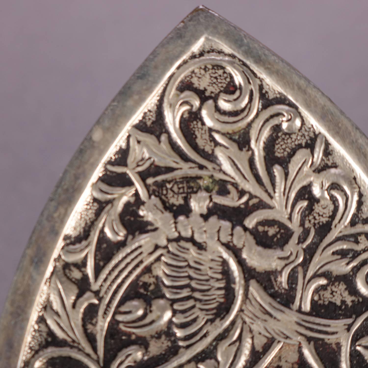 Dutch Three Danish Reticulated Repousse .800 Silver Serving Pieces, 19th Century