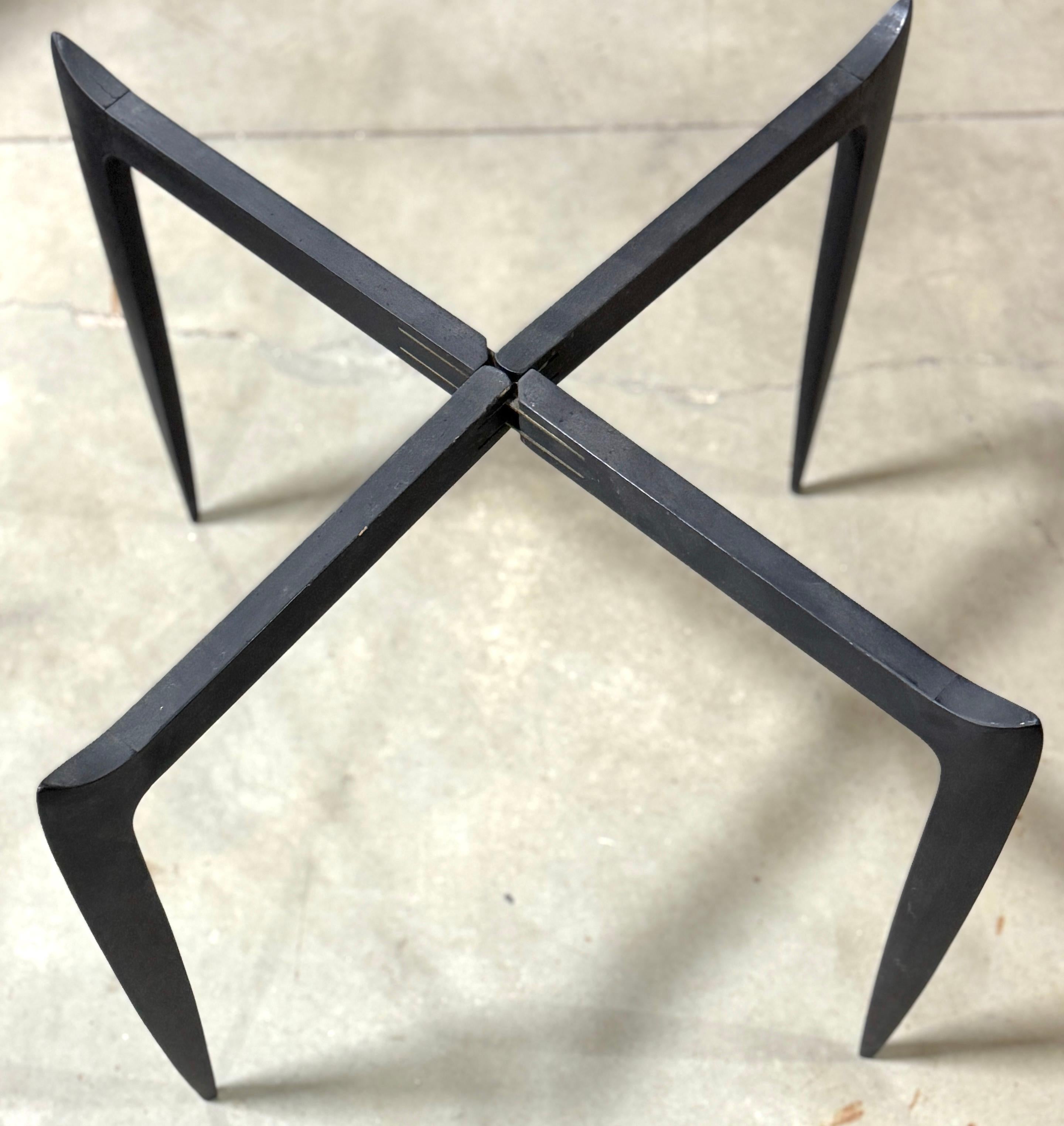 Metal 3 Danish Teak & Ebonized Circular Campaign Tray Tables by Fritz Hansen For Sale